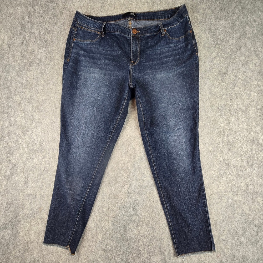 1822 Denim Skinny Jeans Women 20W Dark Blue Raw Hem Stretch CN1W1275E2